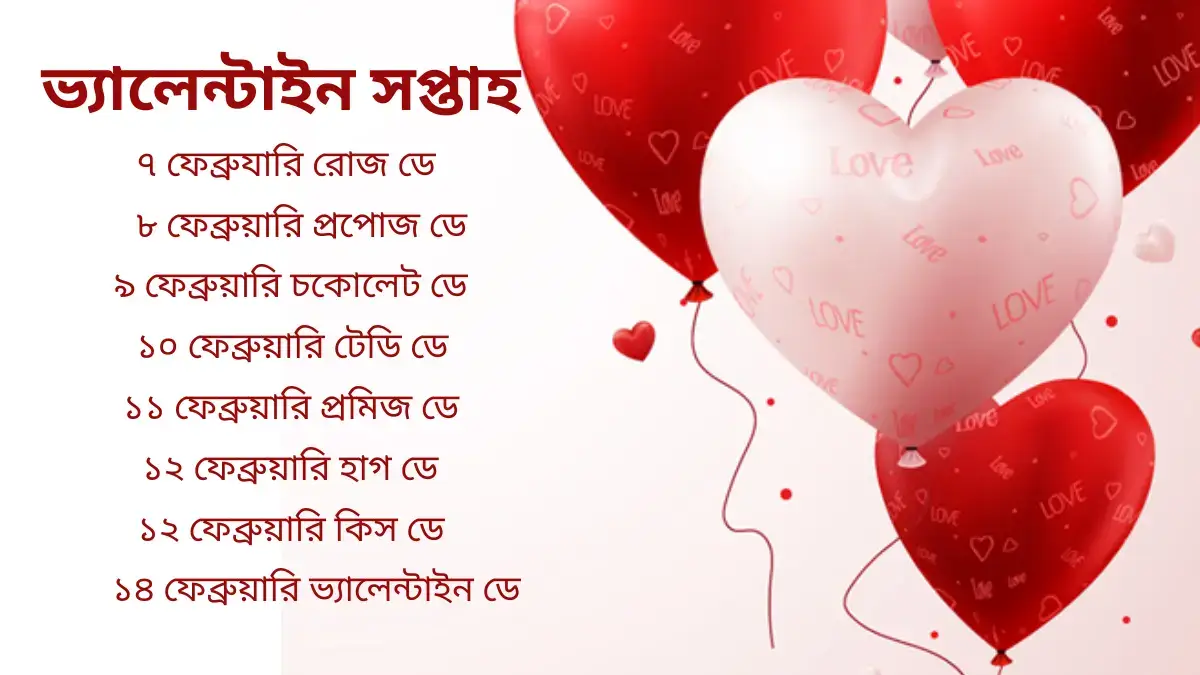 ভ্যালেন্টাইন সপ্তাহ। Valentine week